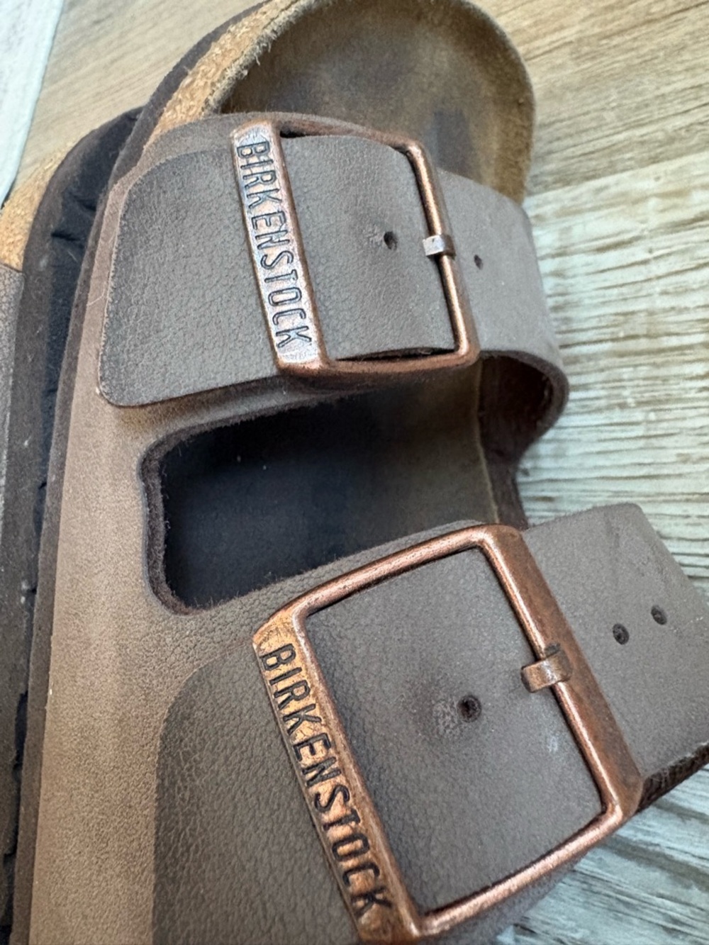 Birkenstock Brown Double-Strap Kids Sandals with Copper Buckles - Picture 5 of 6